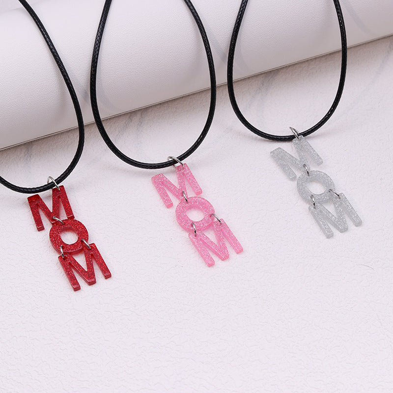 Wholesale Mother's Day Acrylic Mom Patchwork Necklace